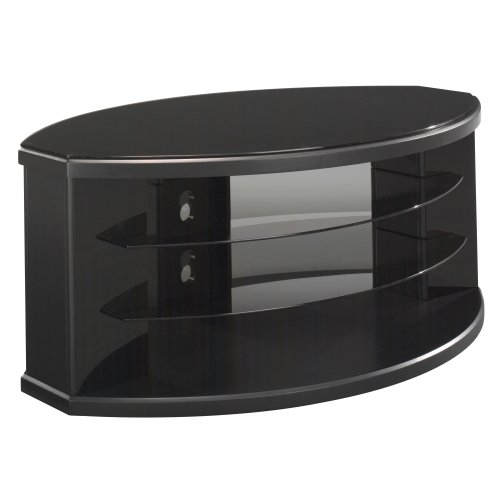 Nangfajar Bush Furniture Universal Round TV Stand, High Gloss Black