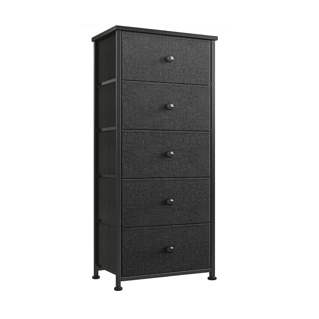5 Drawer Fabric Dresser Dark Grey GooDaGaa