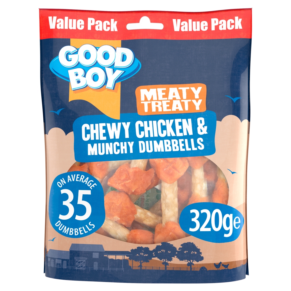 Good Boy Meaty Treaty Chewy Chicken & Munchy Dumbbells Dog Treats 320g
