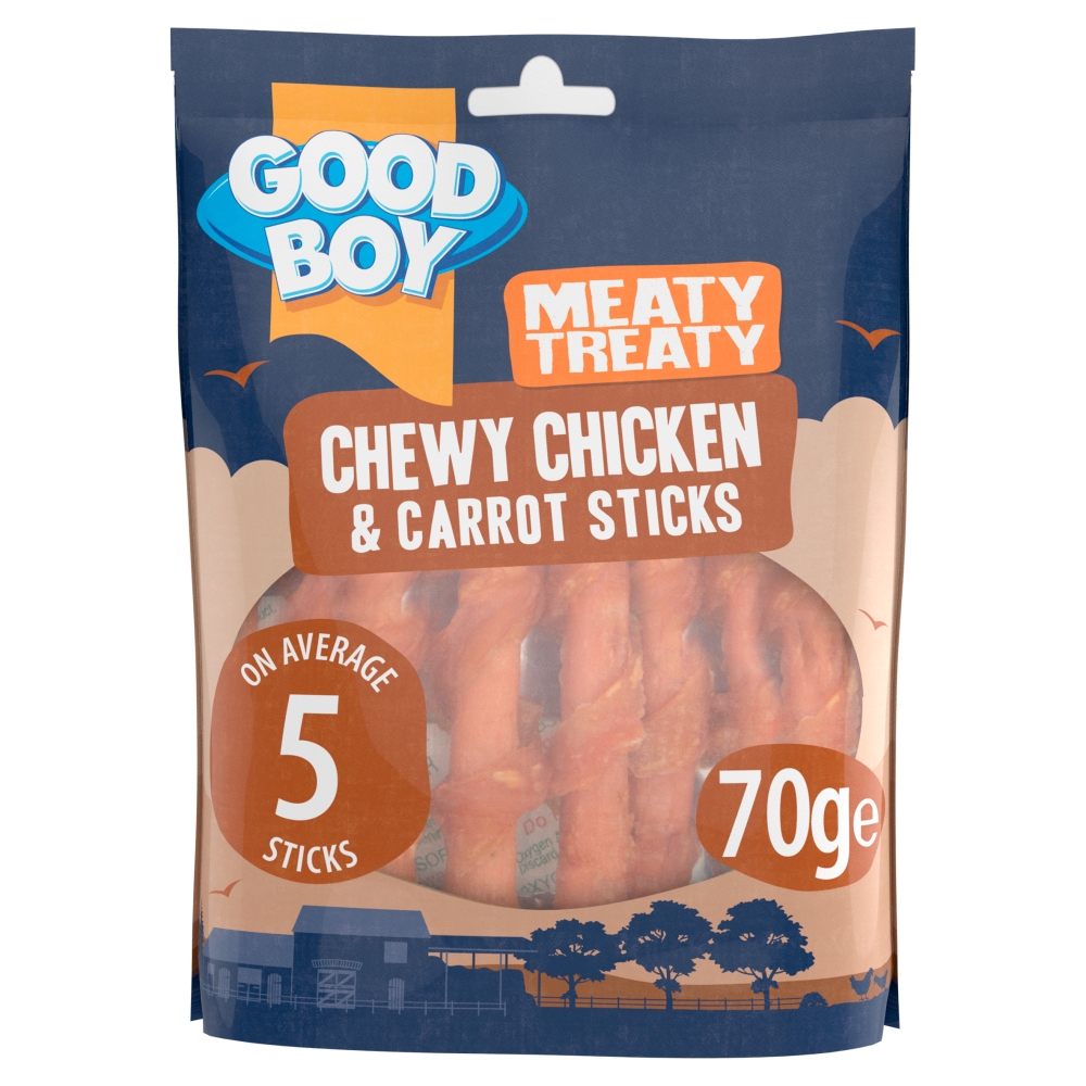 Good Boy Meaty Treaty Chewy Chicken & Carrot Sticks Dog Treats 70g