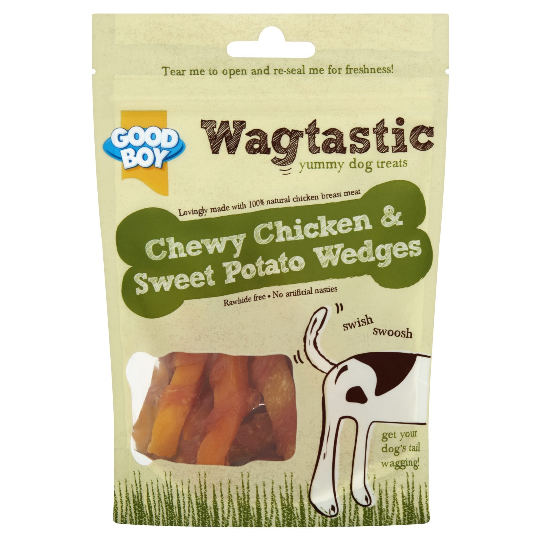 Good Boy Wagtastic Chewy Chicken and Sweet Potato Wedges Dog Treats 80g