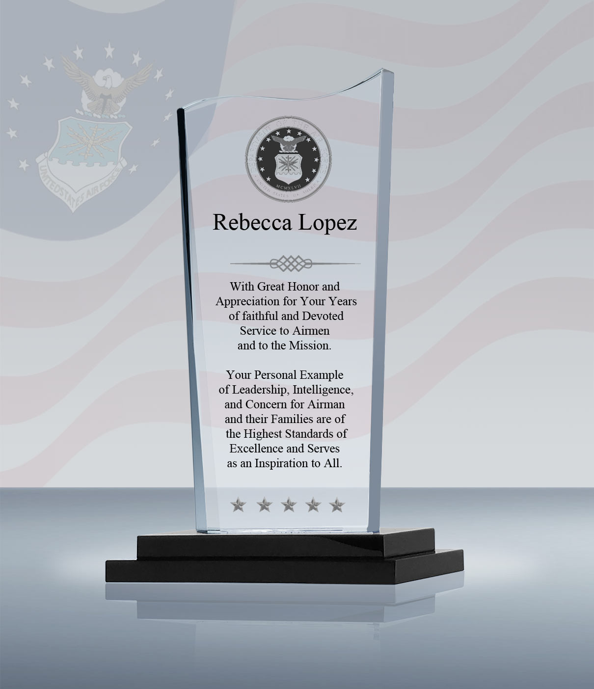 Air Force Gift Crystal Wave Award (001) Goodcount 3D Crystal