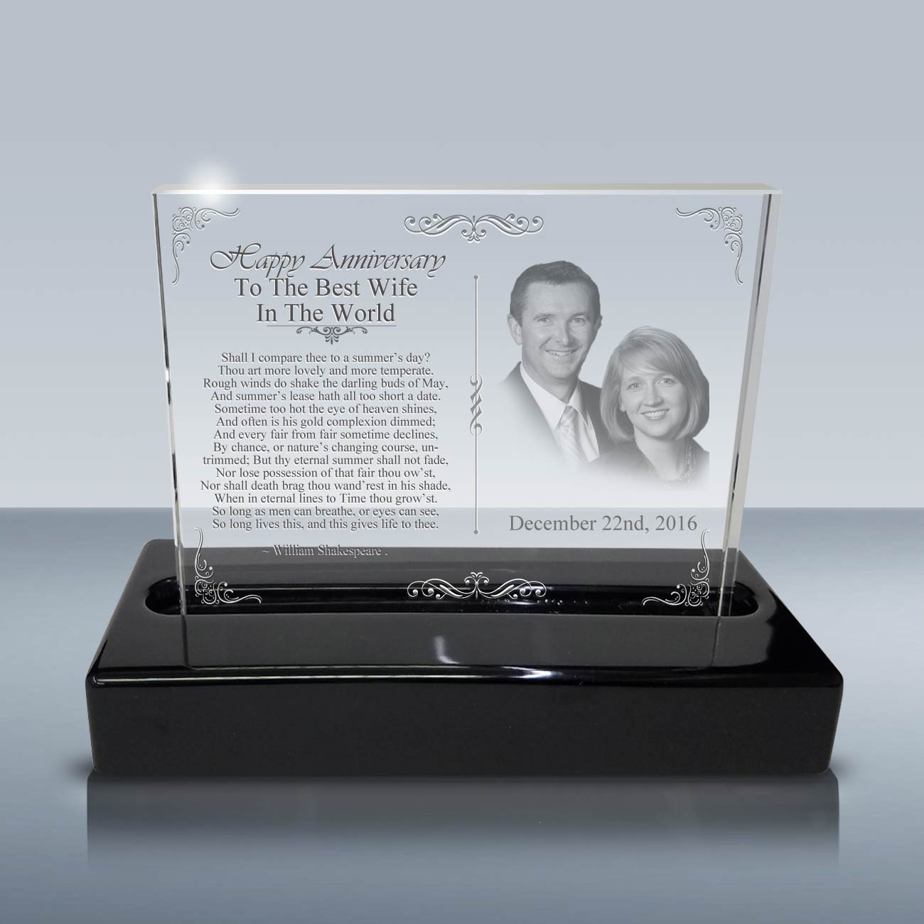 Laser Engraving Picture Crystal Plaque 7×5 w/Light Base Goodcount 3D