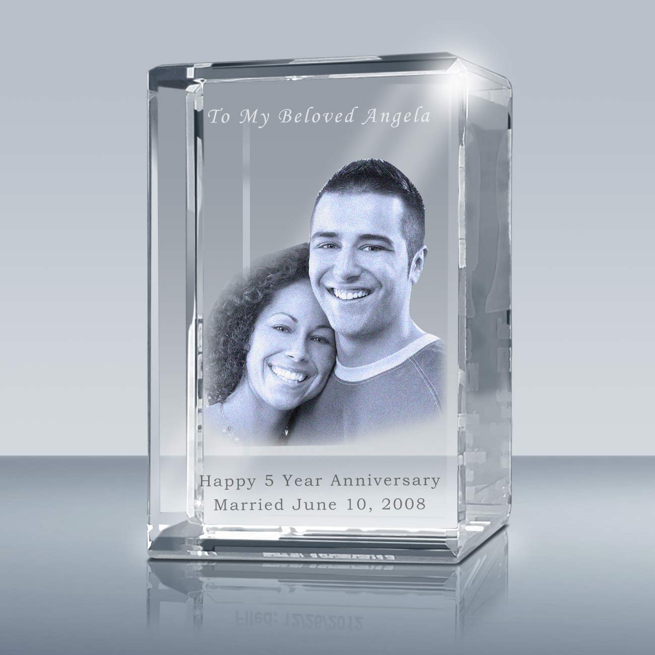 10×8″ Crystal Rectangle Picture Etching Glass Cube Goodcount 3D