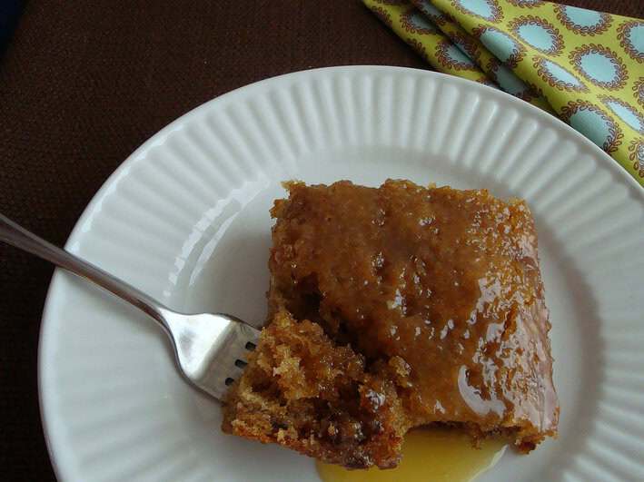 prune cake, prune cake with buttermilk icing, dried plum cake