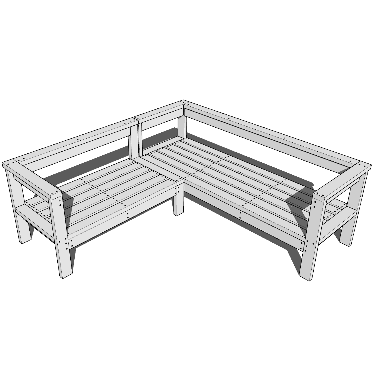 How to build a DIY outdoor wood patio sectional bench for 5 cushions
