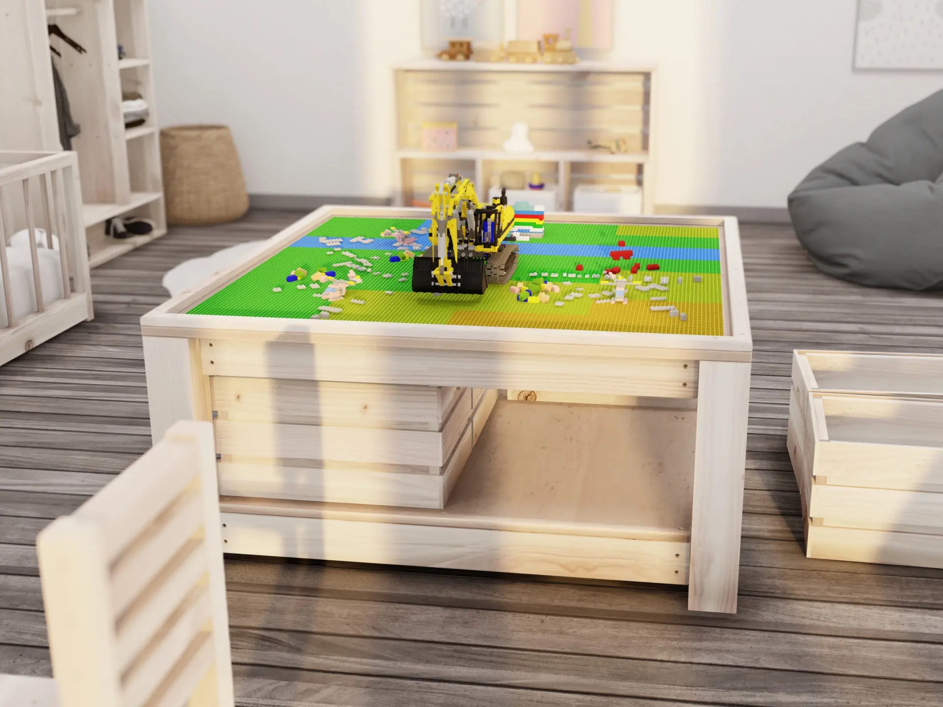 DIY Montessori Lego table and storage system DIY projects plans