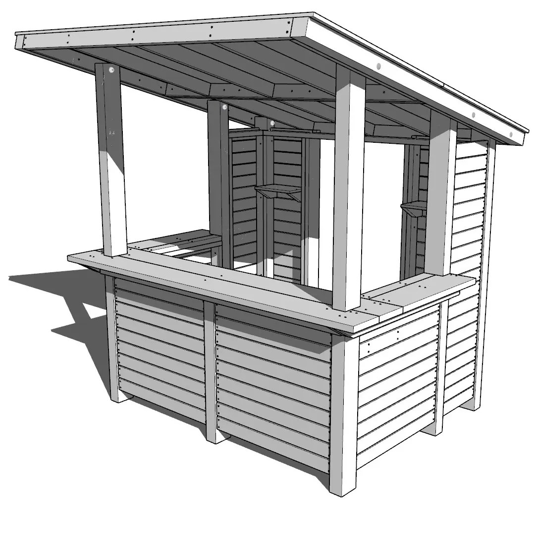 DIY Outdoor Bar plan Roof, Back Wall, Seats Up to Five Guests! DIY