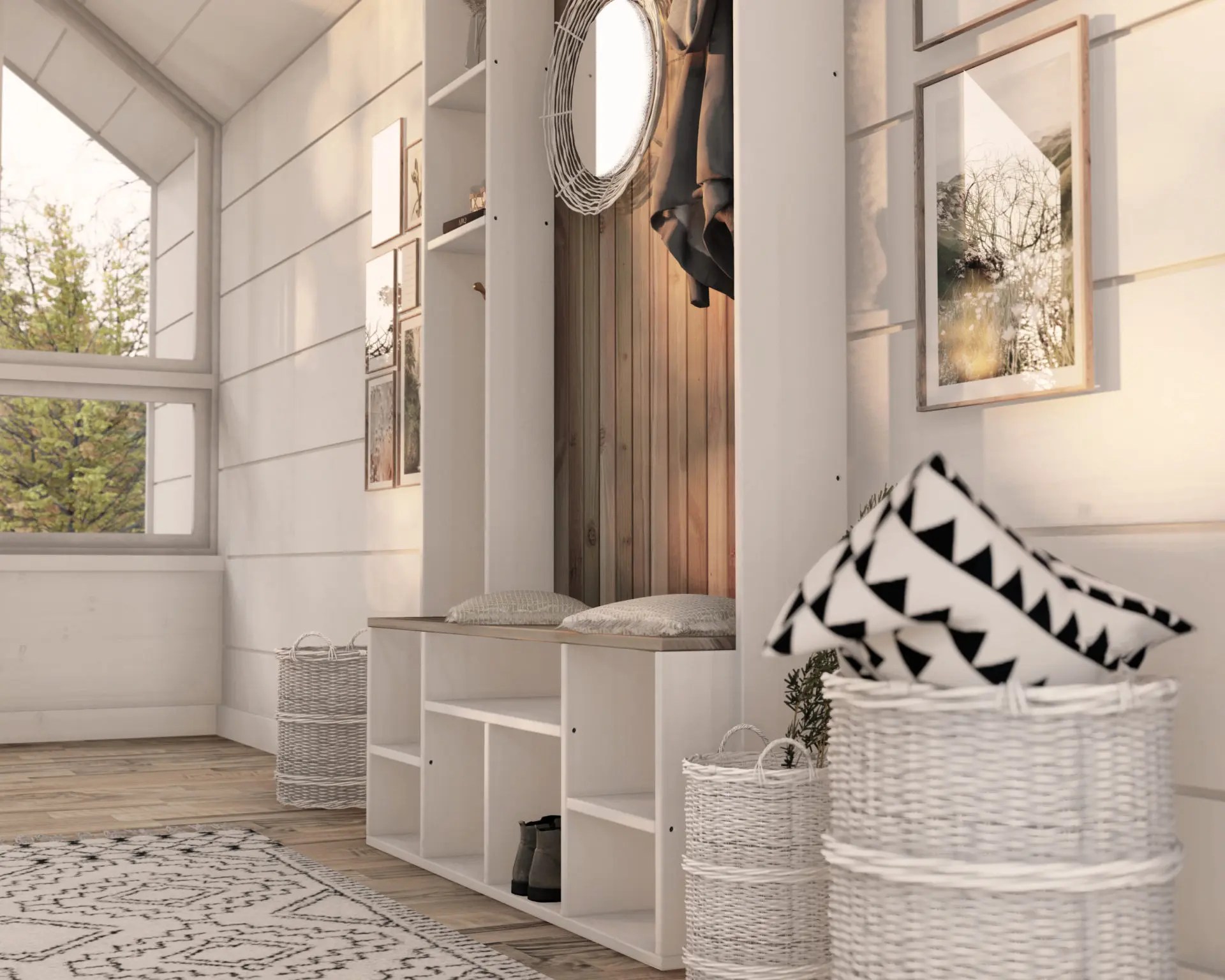 DIY plan Mudroom bench with cubbies and hall tree bench organizer