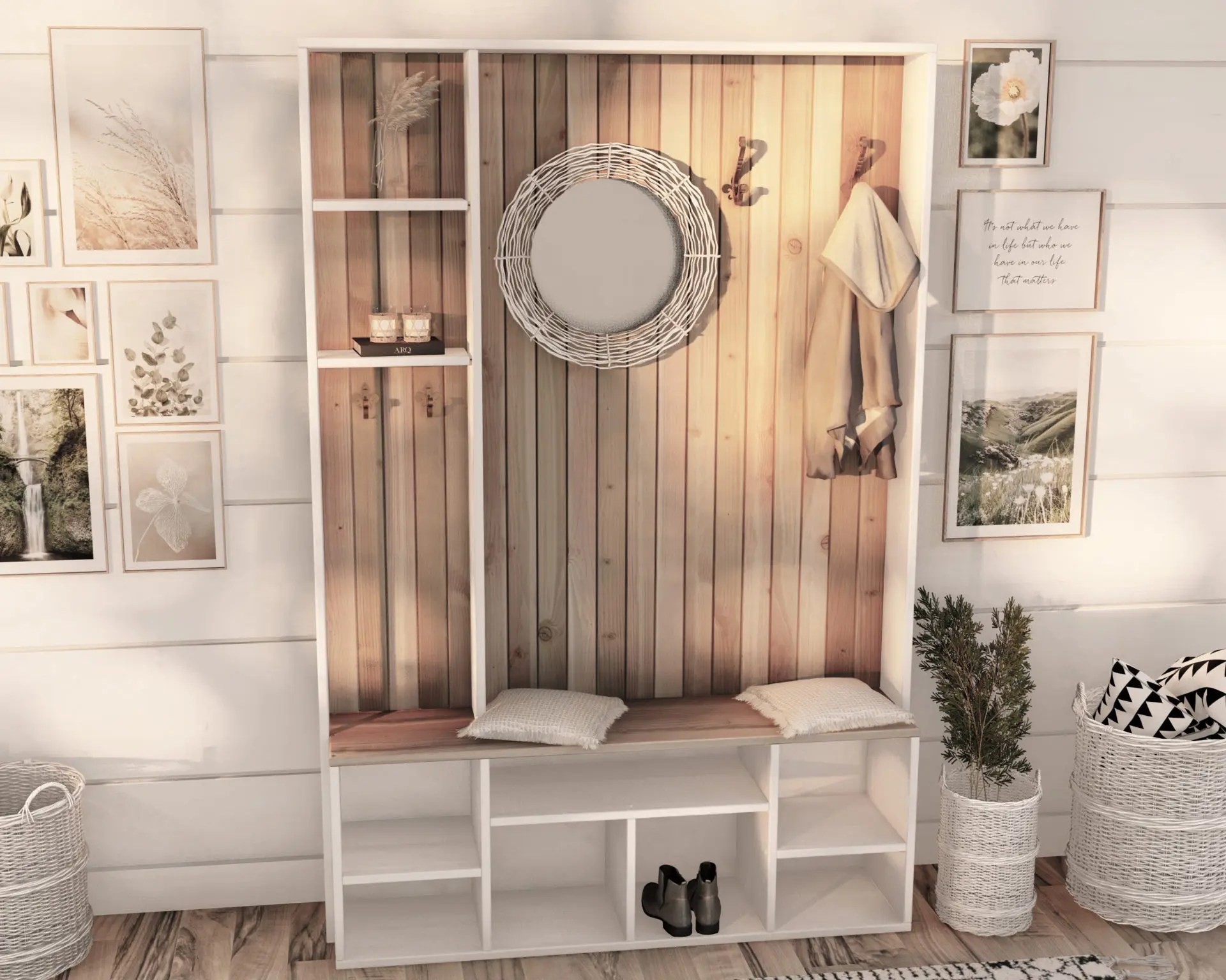 DIY plan Mudroom bench with cubbies and hall tree bench organizer