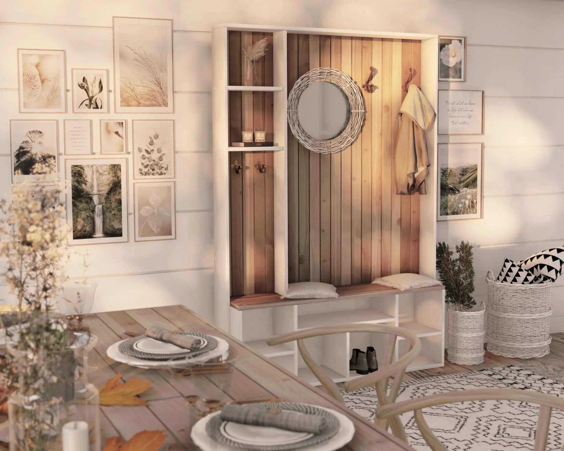 DIY plan Mudroom bench with cubbies and hall tree bench organizer