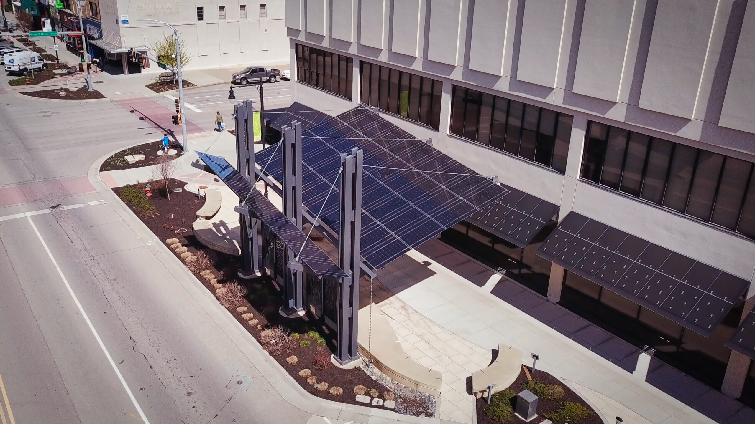 Solar Awning Installation at Evergy’s Pocket Park in Topeka, Kansas.