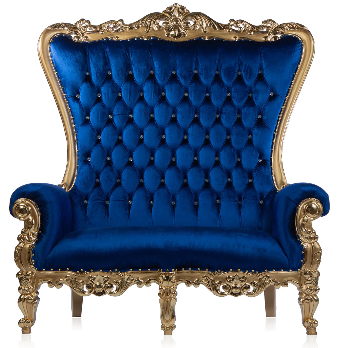 Throne Loveseat DARK BLUE High Back