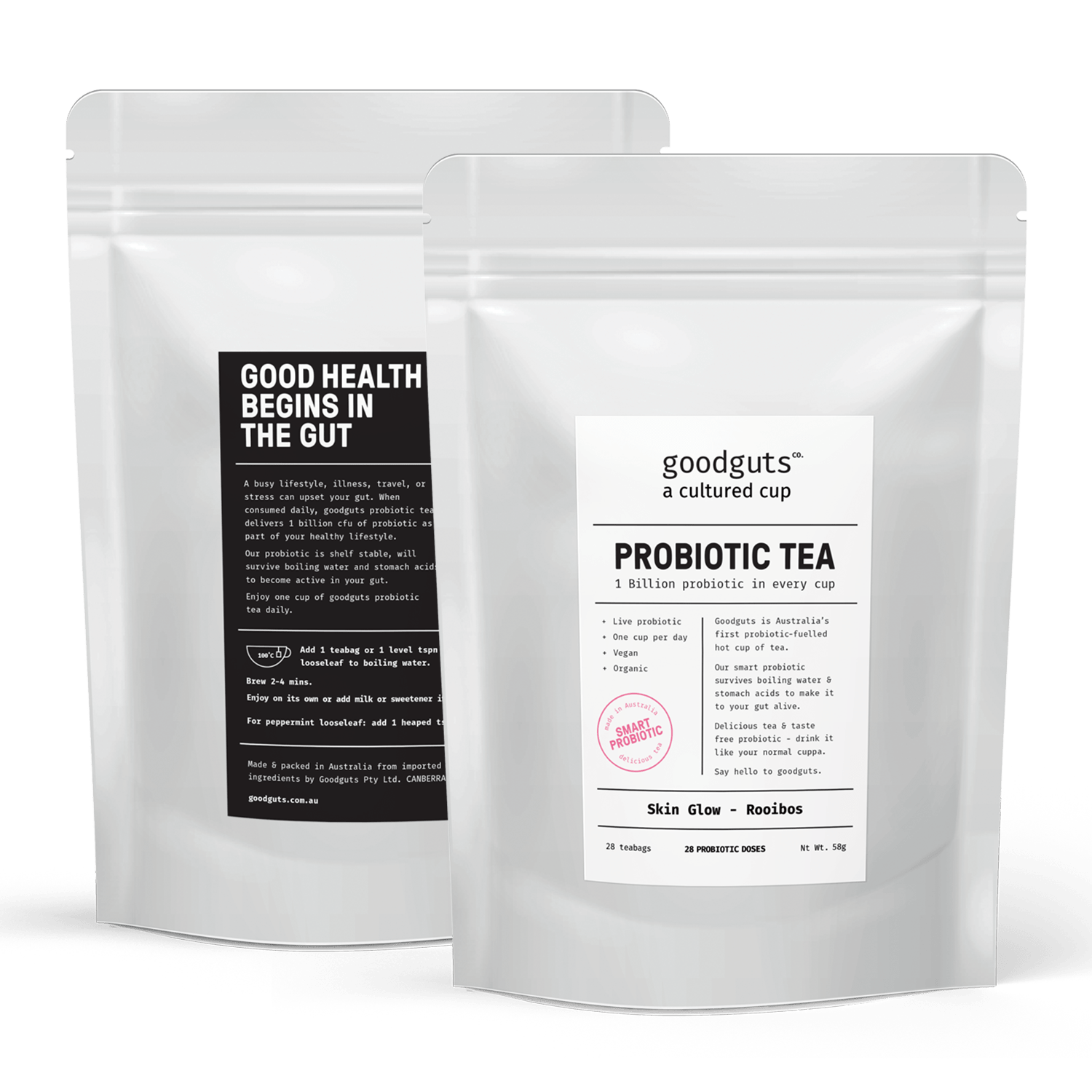 Skin Glow Rooibos Teabags Goodguts Co. Probiotic Tea