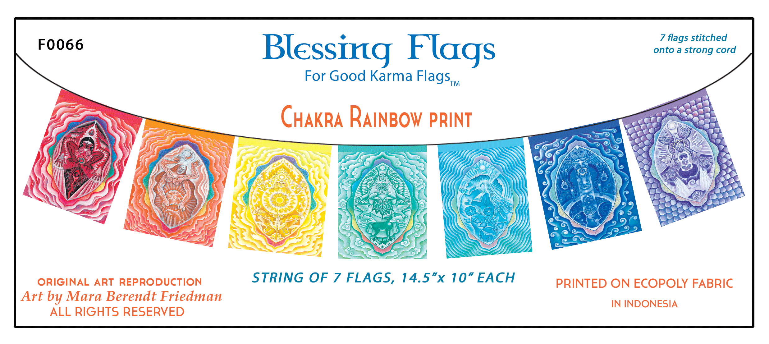 F0066 Chakra Rainbow Print Photo Good Karma Flags