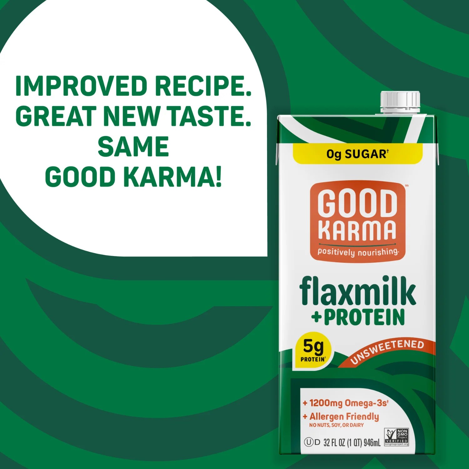 Unsweetened Flaxmilk + Protein 32 Ounce Good Karma Foods