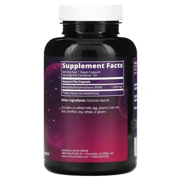 MRM Nutrition MSM 1000mg, 120 Vegan Caps Good Life Nutrition House