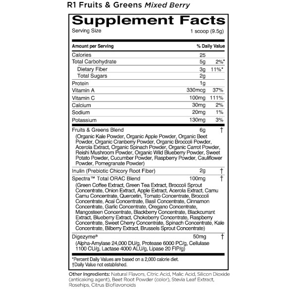 R1 Fruits & Greens 30 Servings Mixed Berry Good Life Nutrition House