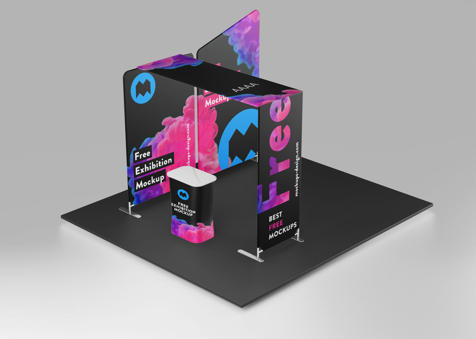 Free Trade Show Exhibition Display Booth Stand Mockup PSD