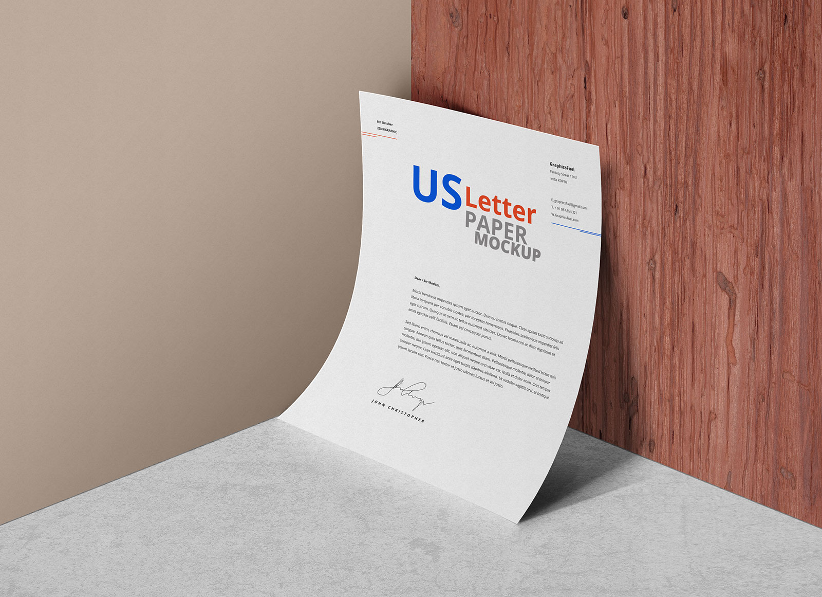Free Curved US Letter Size Paper Mockup PSD Good Mockups