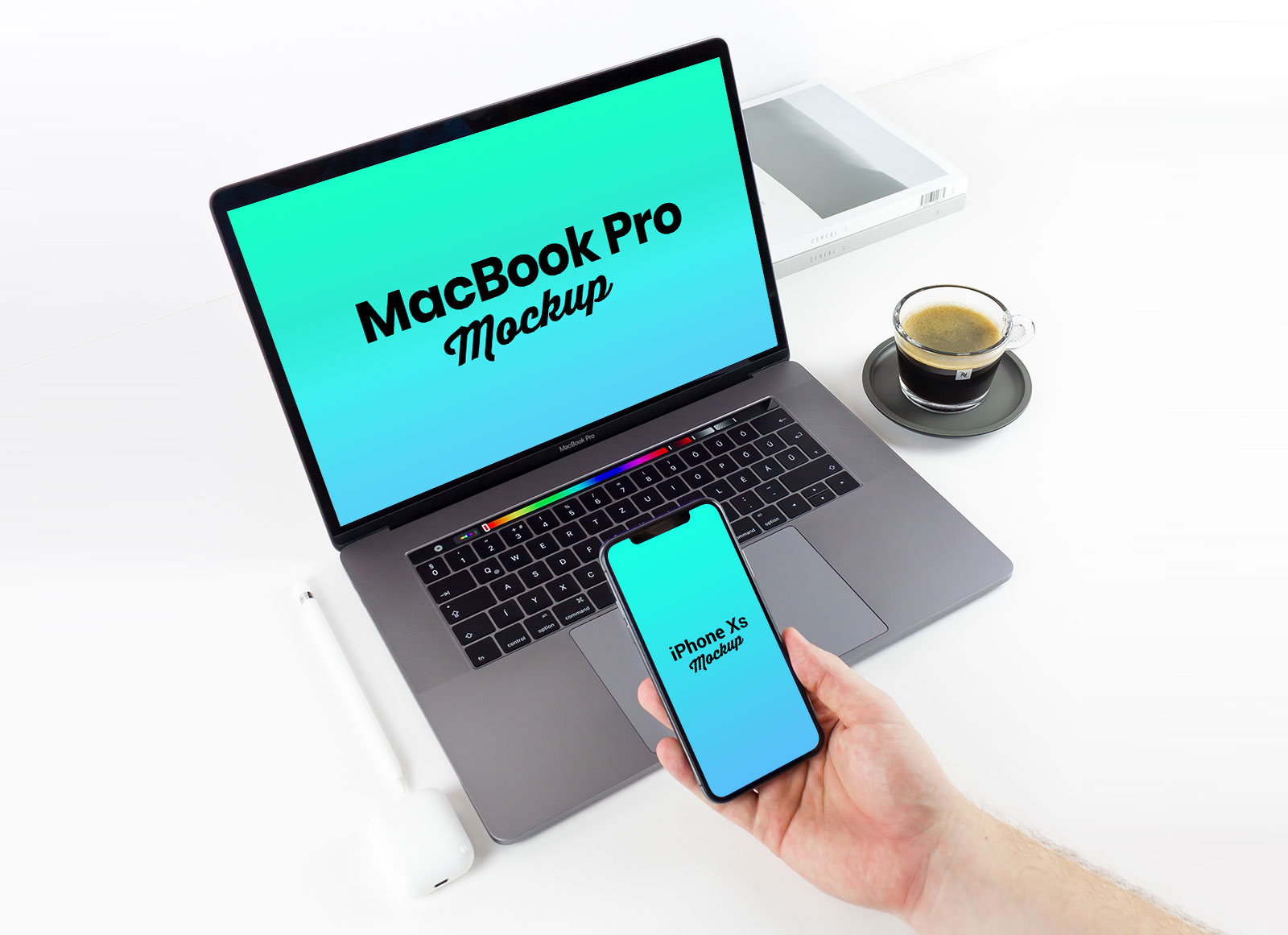 Free iPhone XS & MacBook Pro 2018 Mockup PSD Good Mockups