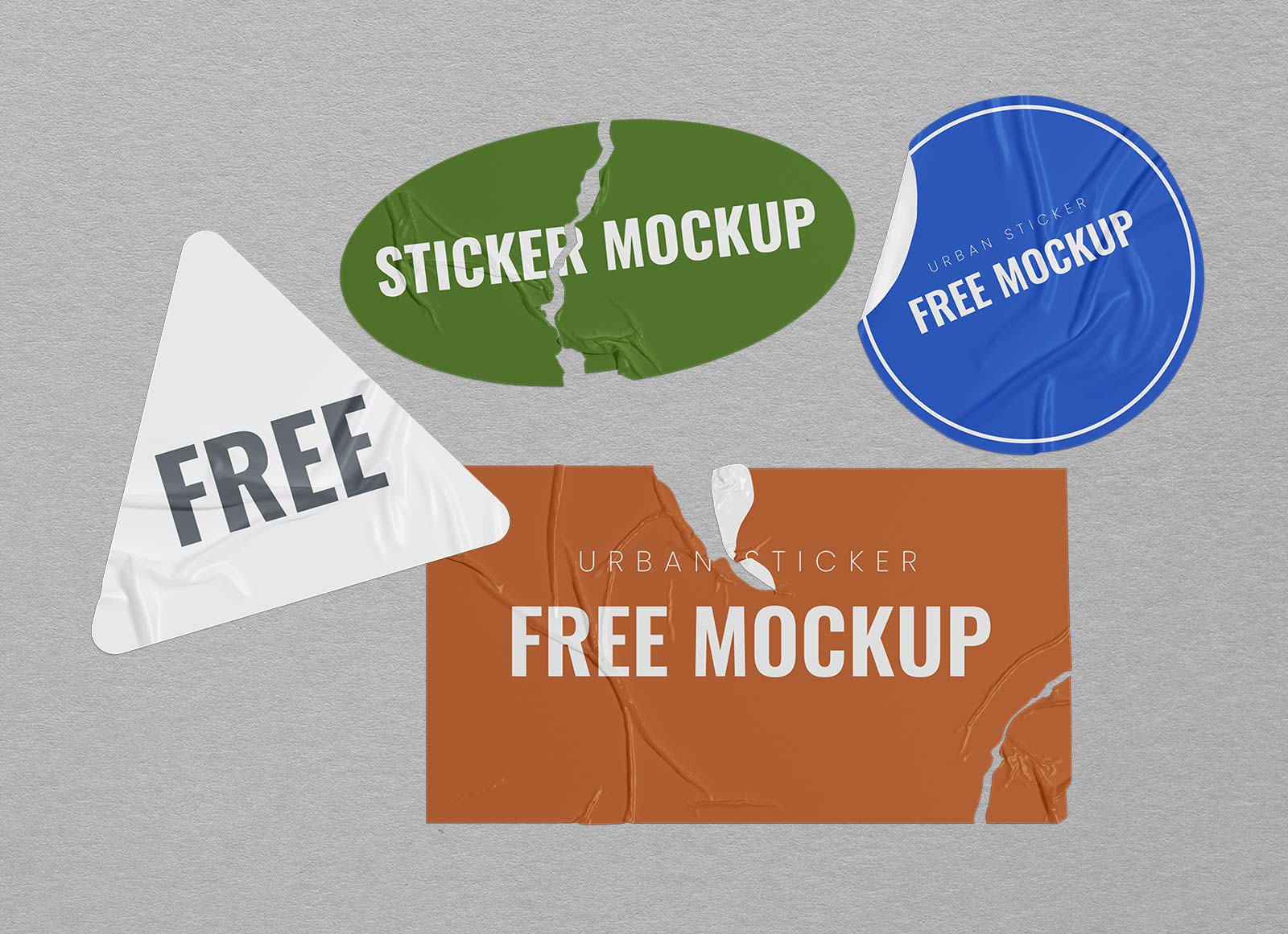Free Square, Triangle, Round & Rectangle Sticker Mockup PSD Good Mockups