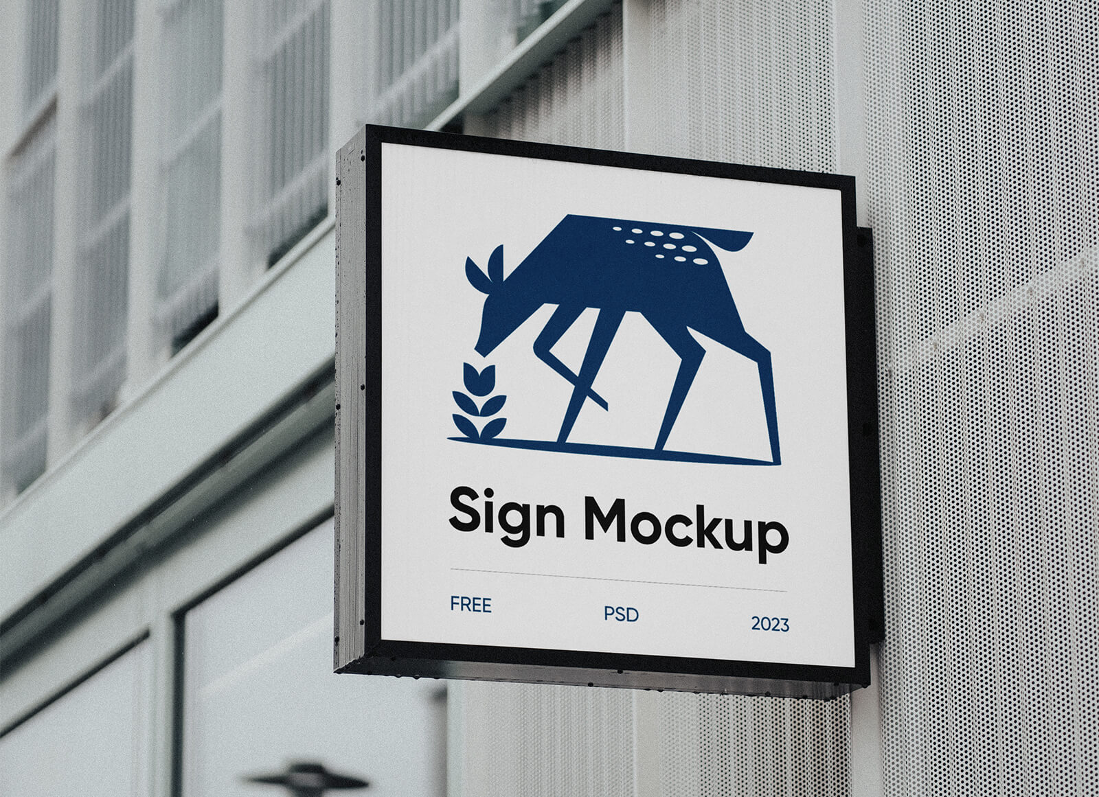 Free Mounted Square Sign Logo Mockup PSD Good Mockups