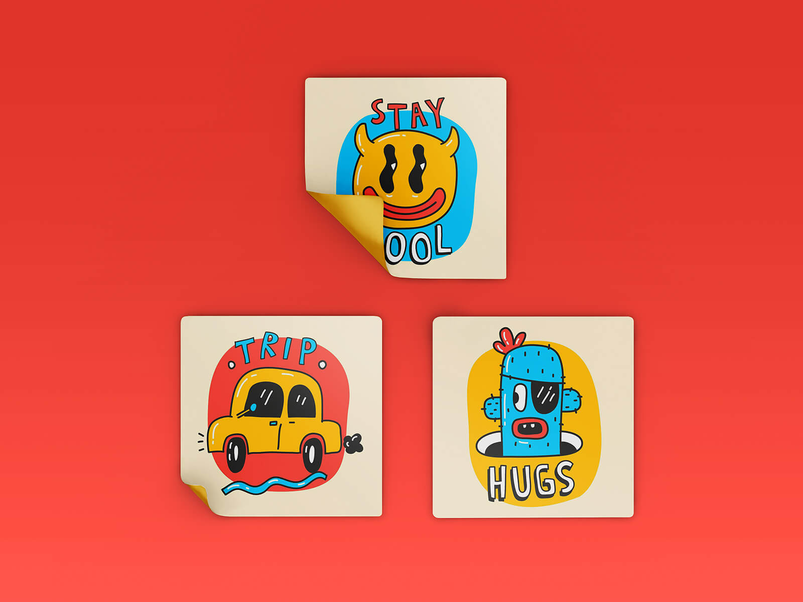 Free Square Sticker Mockup PSD Set Good Mockups