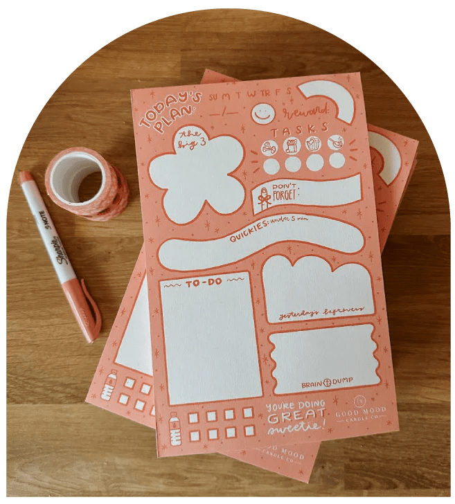 Daily Planner Notepad Good Mood Candle Co