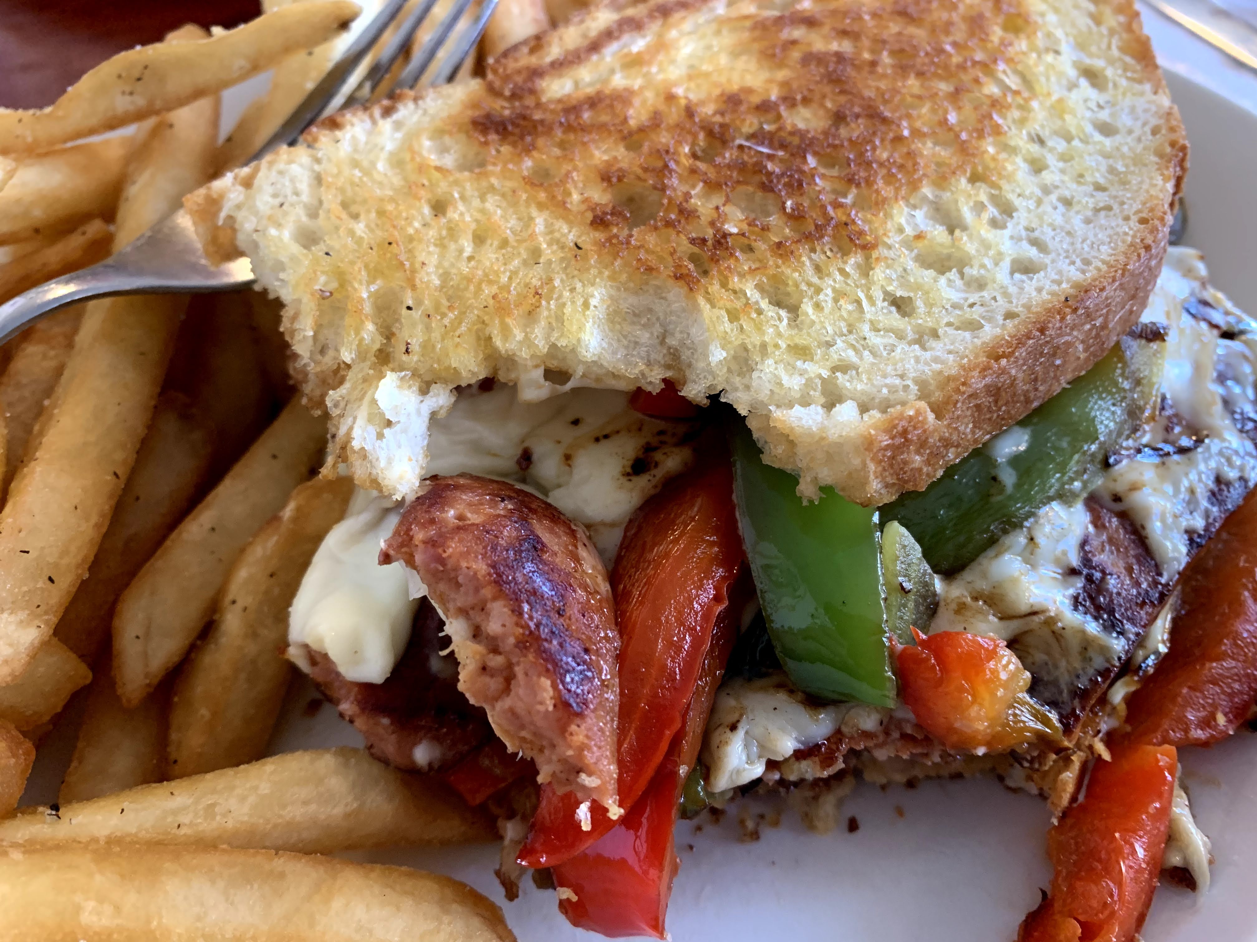 Linguica, Pepper and Onion Sandwich From Zeke’s Good Morning Gloucester
