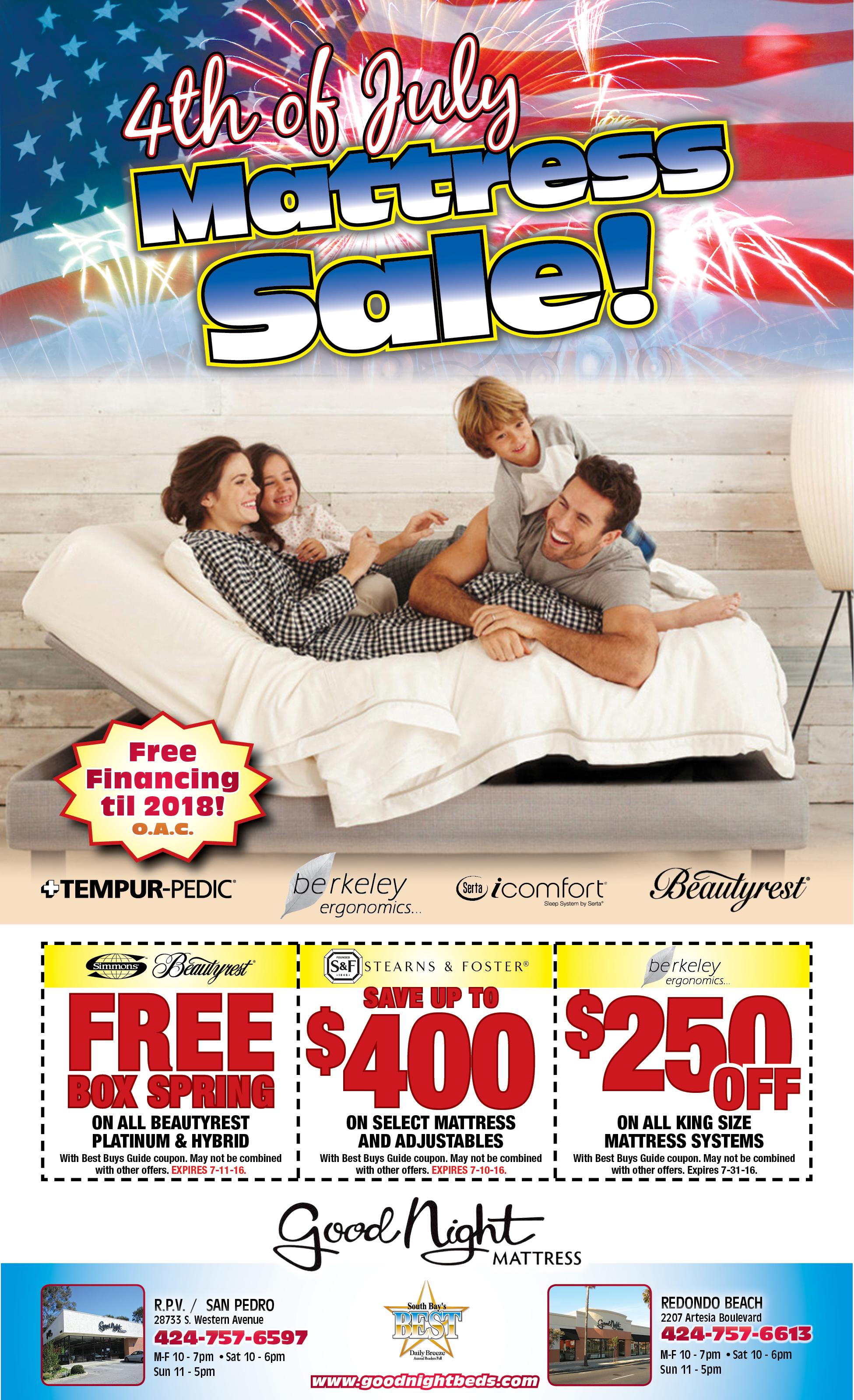 Great Deals During Our 4th of July Sale!! « Good Night Mattress