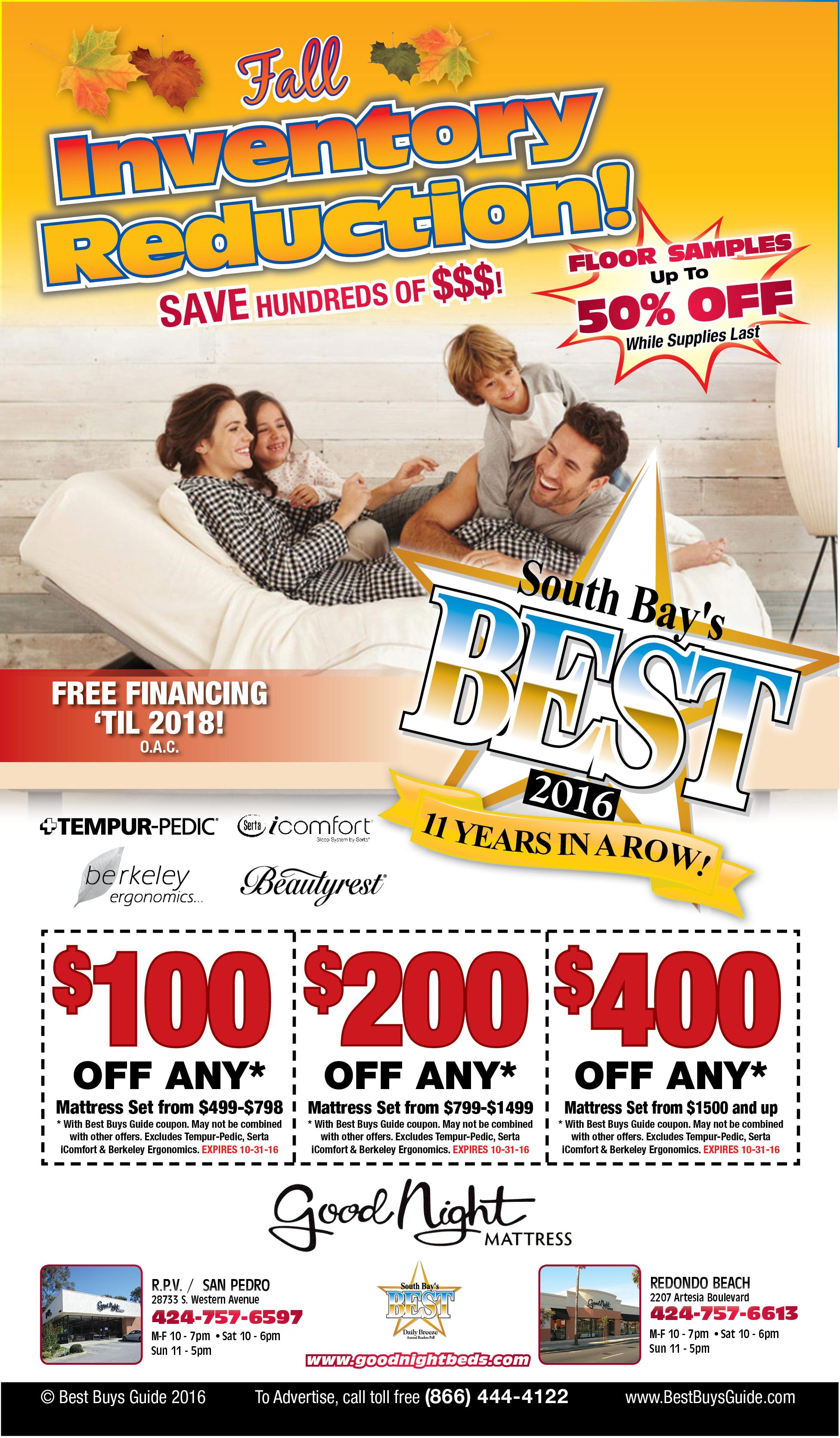 Fall Inventory Reduction Sale Going on Now!! « Good Night Mattress