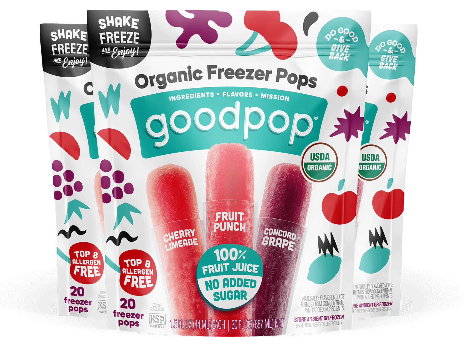 Organic Freezer Pops 100 Fruit Juice GoodPop Cherry Limeade, Fruit