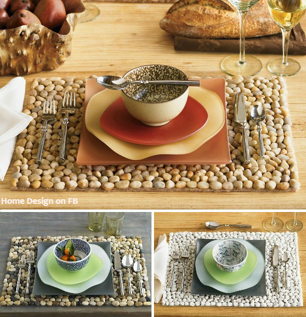 Protect and decorate your table with MultiColor River Stone Placemats