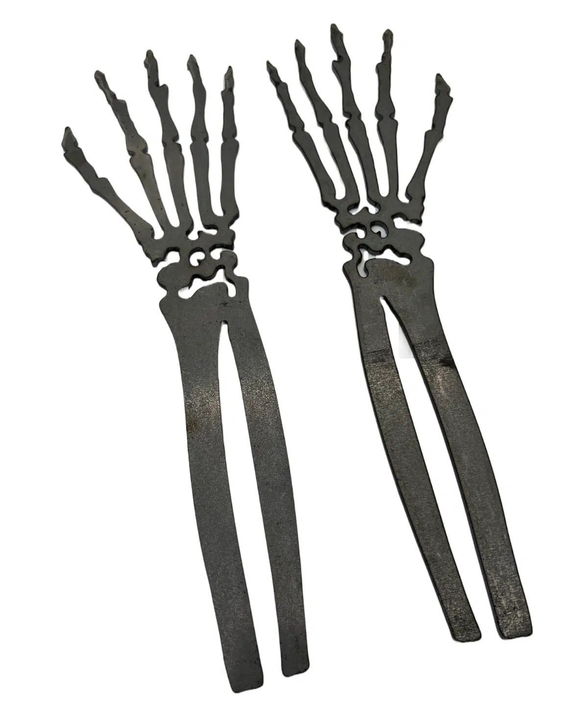 Pair Custom Plain Steel Skeleton Skull Arm Hand For Hot Rods