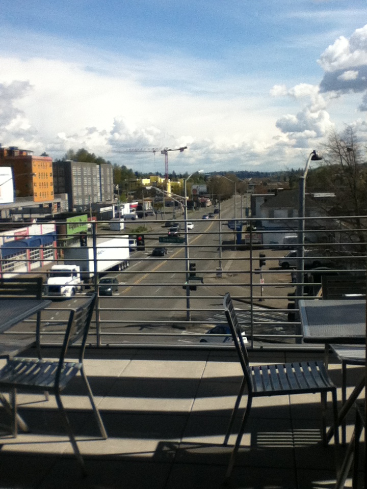 View from the lunch room Goodwill Hoarding