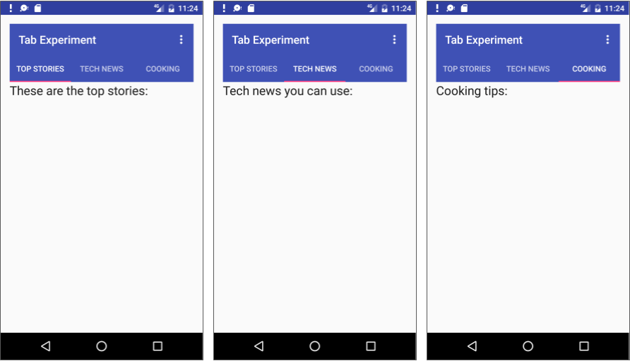 android top navigation bar, Behavior for Appbars in Android by