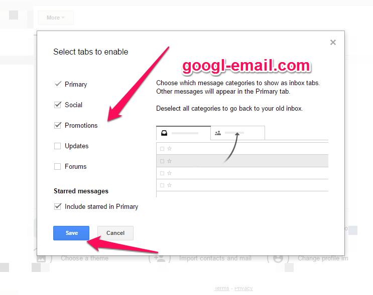 Organize your emails with tabs