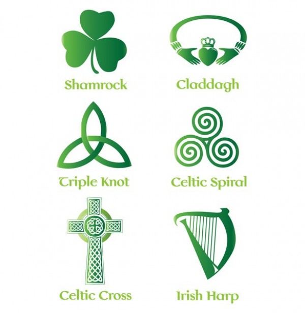 6 Irish & Celtic Symbols Vector Set GooLoc