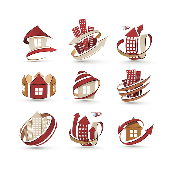 9 Real Estate Arrow Logotypes Set GooLoc