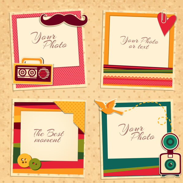 Cute photo frame vector set 05 GooLoc
