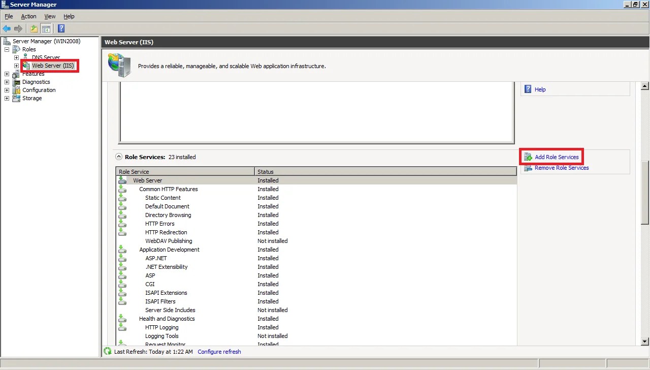 Logics Install FTP for IIS 7.5 on Windows Server 2008 R2