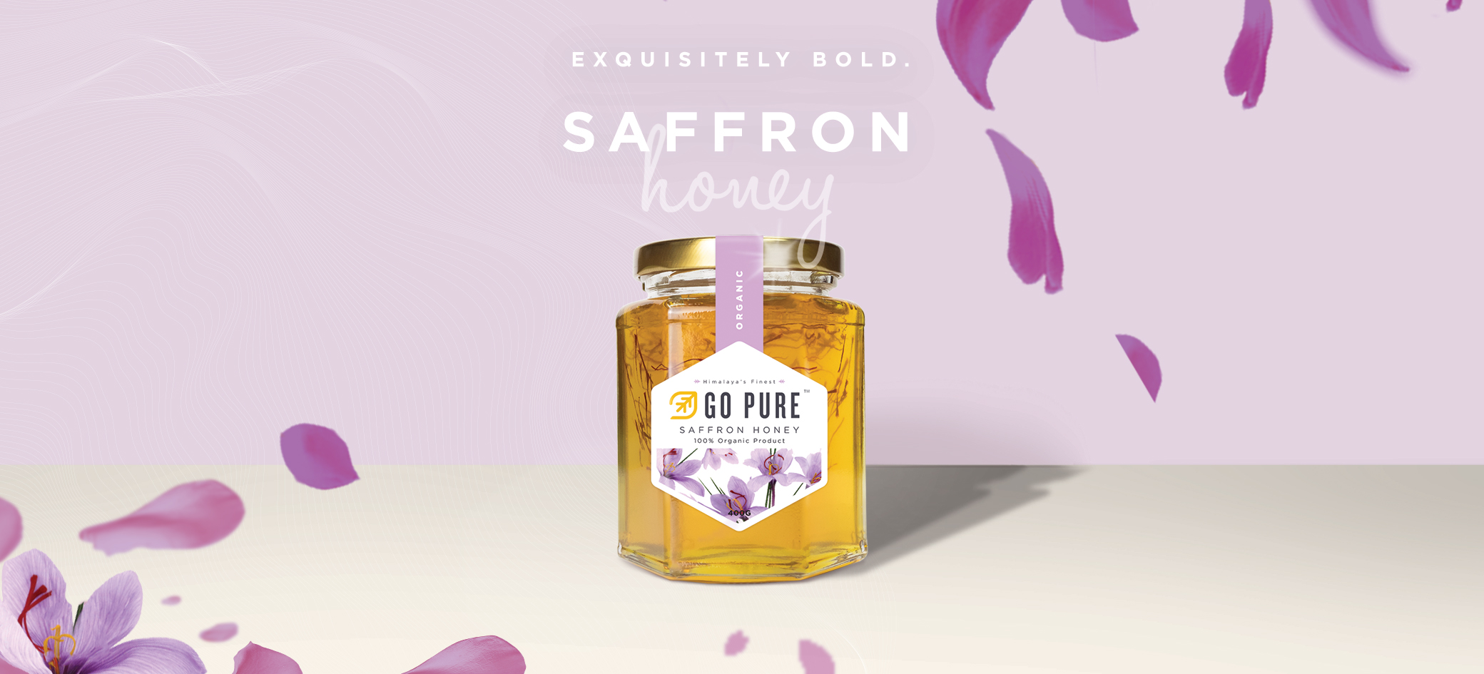 Organic Saffron Honey Honey Infused with Kashmiri Saffron Go Pure