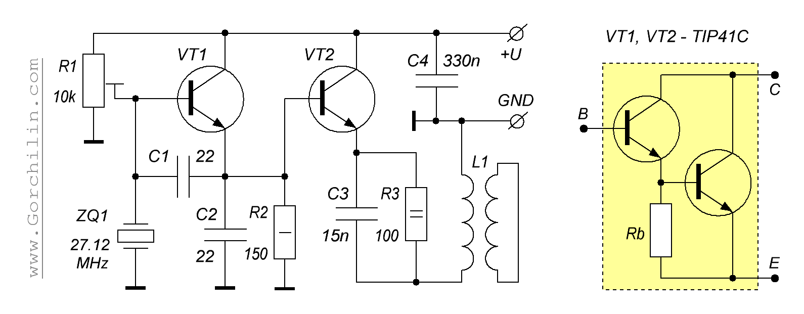 Crystal oscillator with amplifier
