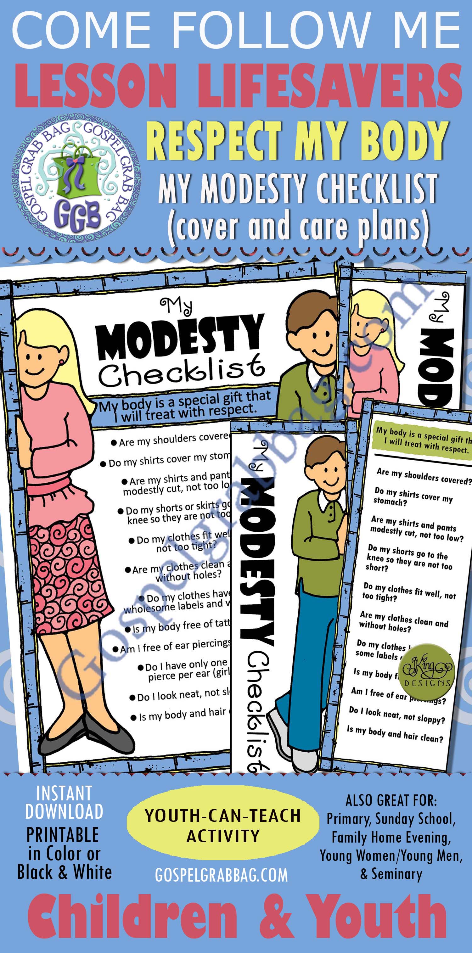 Modesty My Body Is a Temple LDS Lesson Activity My Modesty