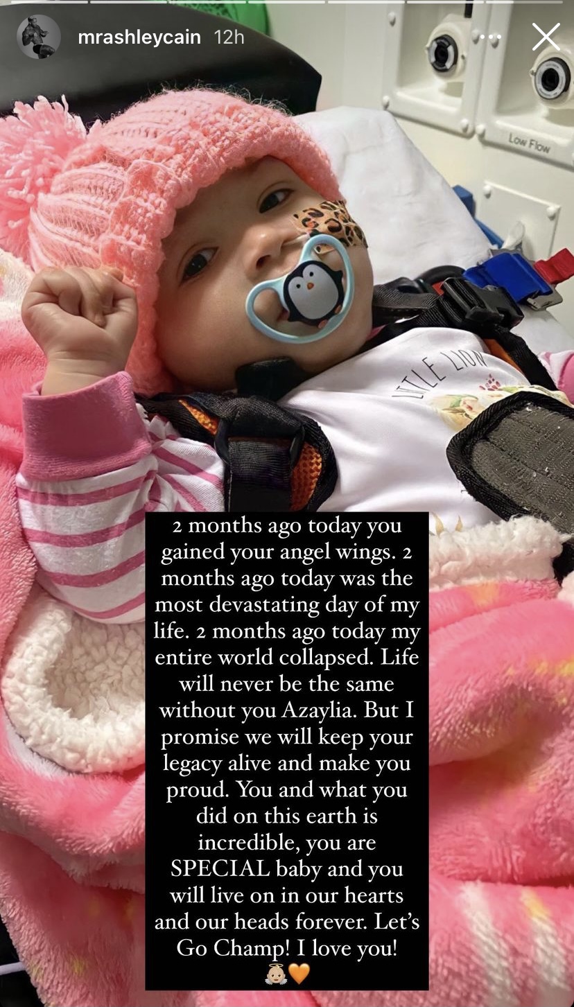 Ashley Cain posts heartbreaking tribute to daughter Azaylia two