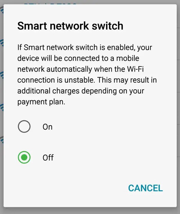 Smart Network Switch Enable/Disable Galaxy S7 S8 S9