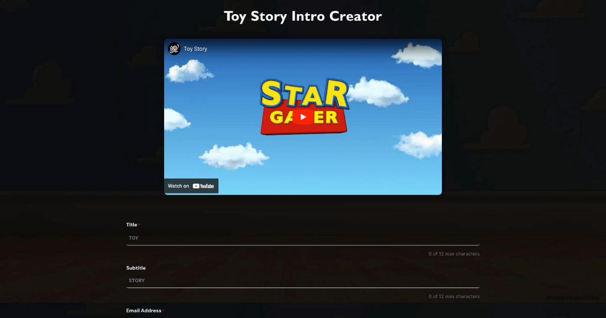 Toy Story Intro Creator