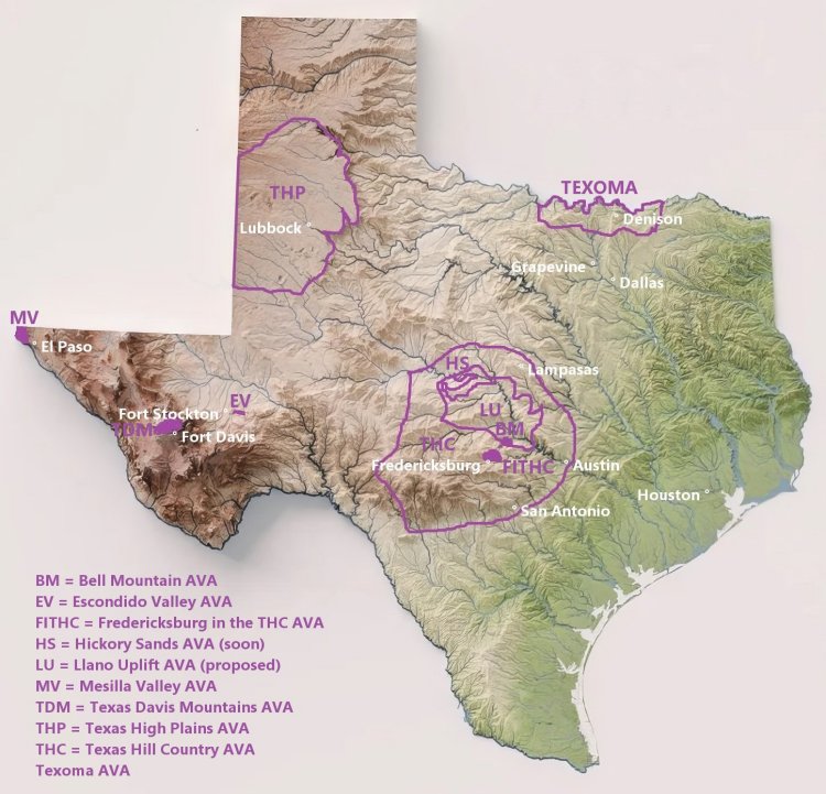 Texas Wine Country Map AVA WineGrowing Regions