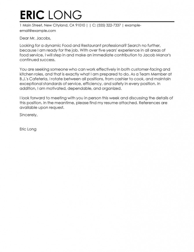 New Restaurant Introduction Letter